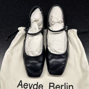 Aeyde Uma Black Leather Mary Jane Size 38